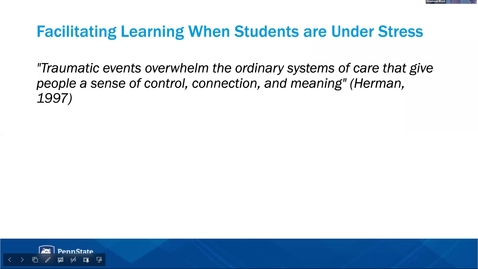 Thumbnail for entry Trauma Informed Pedagogy