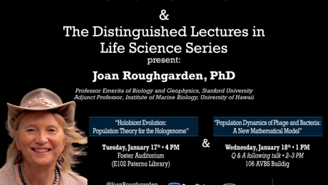 Thumbnail for entry Population Dynamics of Phage and Bacteria: A New Mathematical Model | Joan Roughgarden, PhD, Stanford Univ. &amp; Univ. of Hawaii