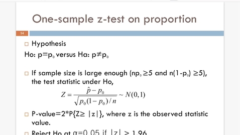 Thumbnail for Lesson 8.1. Inference for 1 Proportion e