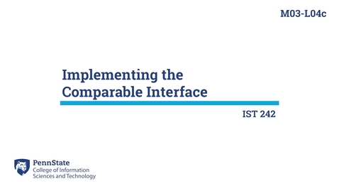 Thumbnail for entry M03-L04c: Implementing the Comparable Interface