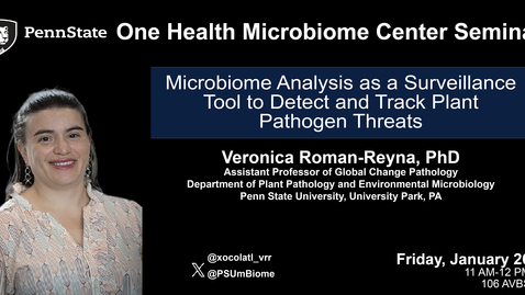 Thumbnail for entry Microbiome Analysis as a Surveillance Tool to Detect and Track Plant Pathogen Threats | Veronica Roman-Reyna, PhD