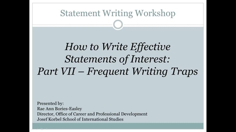 Thumbnail for entry Statement - Writing Workshop Part 7 Frequent Writing Traps
