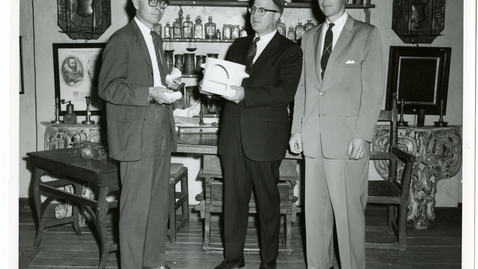 Thumbnail for entry Representative Peter H. Dominick attends the presentation of the Coors Porcelain Furnace to the Smithsonian Institution in 1962, 1962