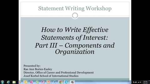 Thumbnail for entry Statement - Writing Workshop Part 3 Components and Organization