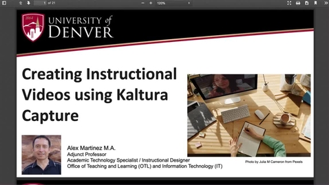 Thumbnail for Using Kaltura Capture to Record Videos