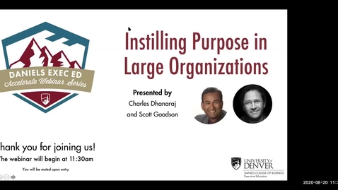 Thumbnail for entry Accelerate Webinar Series: Instilling Purpose in Large Organizations