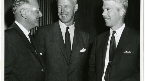 Thumbnail for entry Senator Gordon L. Allott and Senator Peter H. Dominick talk with Bud Wilkinson, candidate for the United States Senate, at the Republican National Convention in 1964, 1964 July 14