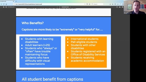 Thumbnail for entry Video Captioning Webinar - Improving accessibility for all your students Mar 7, 2019