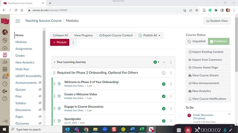 Thumbnail for entry Set up of the  Due Dates for the Teaching Strategies Course