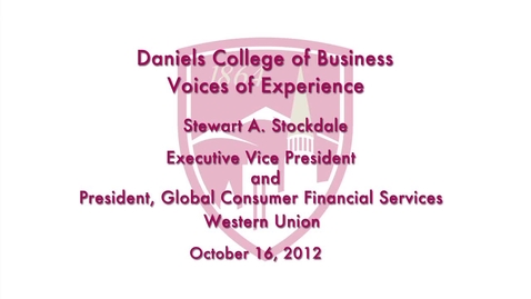 Thumbnail for Voices of Experience: Stewart A. Stockdale from Western Union