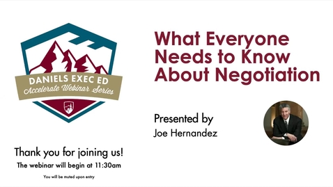 Thumbnail for Accelerate Webinar Series: What Everyone Needs to Know About Negotiation
