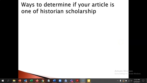 Thumbnail for entry Determining if article is one of historian scholarship - Duration: 00:07:02