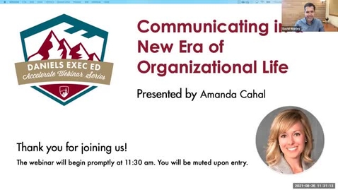 Thumbnail for entry Accelerate Webinar Series: Communicating in a New Era of Organizational Life