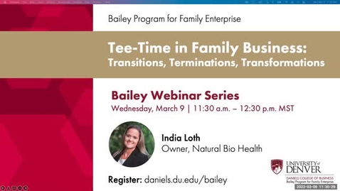 Thumbnail for entry Bailey Webinar Series: Tee-Time in Family Business