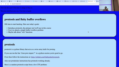 Thumbnail for Intro to pwntools and first buffer overflow 