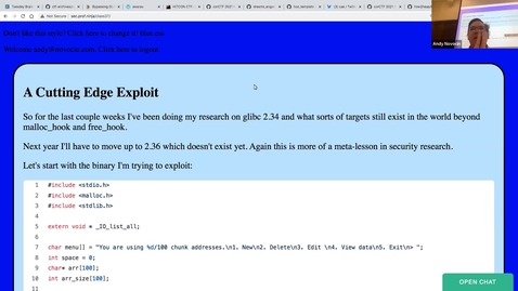 Thumbnail for A Cutting Edge glibc 2.34 Exploit