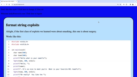 Thumbnail for printf Vulnerabilities and leaking addresses