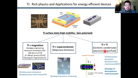 Thumbnail for entry Manipulating the Electrical and Optical Properties of Van der Waals Quantum Materials  by Static and Dynamic Strain | Luis A Jauregui, May 11, 2022