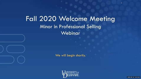 Thumbnail for Professional Selling Minor Welcome Meeting Sept. 18, 2020