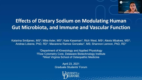 Thumbnail for entry Effects of Dietary Salt on Modulating Human Gut Microbiota, and Immune and Vascular Function, Katarina Smiljanec