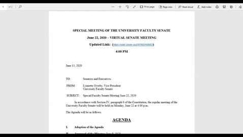 Thumbnail for entry Faculty Senate June 22 2020