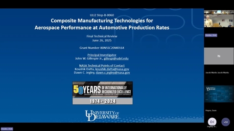 Thumbnail for Final Review - NASA University Leadership Initiative - Composite Manufacturing Technologies for Aerospace Performance at Automotive Production Rates