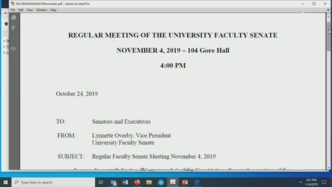 Thumbnail for entry Faculty Senate Meeting Nov 4th 2019