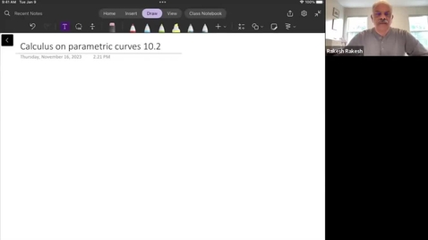 Thumbnail for entry Calculus of parametric curves, Part A Math 242 Fall 2023