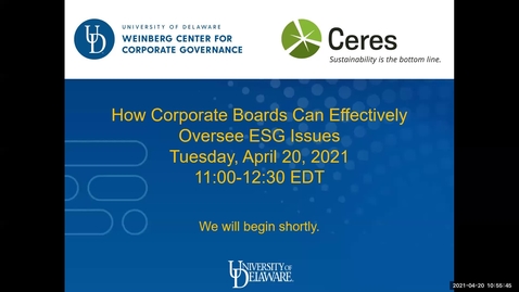 Thumbnail for entry How Corporate Boards Can Effectively Oversee ESG Issues -4/20/2021