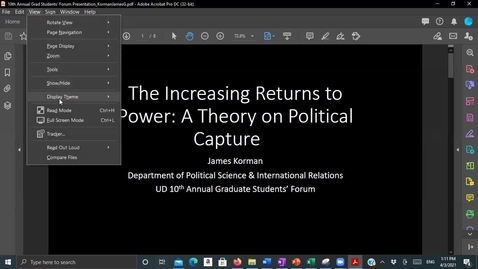 Thumbnail for The Increasing Returns to Power -- A Theory On Political Capture , James Korman