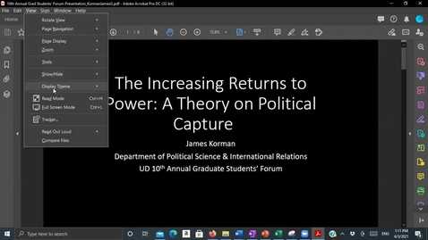 Thumbnail for entry The Increasing Returns to Power -- A Theory On Political Capture , James Korman