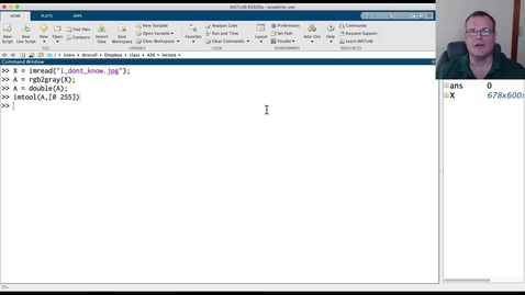 Thumbnail for Using live scripts in MATLAB