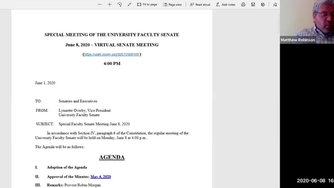 Thumbnail for Faculty Senate June 8th 2020