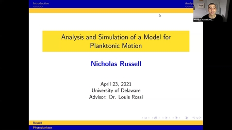 Thumbnail for entry Analysis and Simulation of a Novel Run-and-Tumble Model with Autochemotaxis, Nicholas Russell