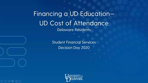 Thumbnail for entry Financing a UD Education - UD Cost of Attendance (Delaware Residents)