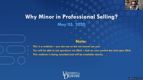 Thumbnail for entry Why Choose a Minor in Professional Selling Webinar 5.14.2020