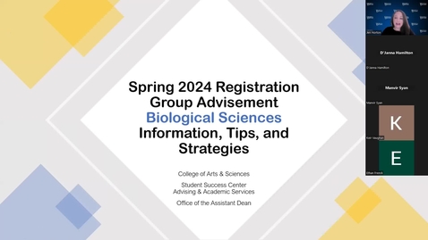 Thumbnail for entry Biological Sciences 10/25/23 Fall 2023 Group Advising