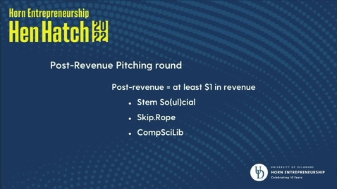 Thumbnail for entry Hen Hatch 22 Post Revenue Pitches