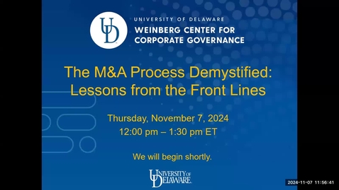 Thumbnail for “The M&amp;A Process Demystified: Lessons from the Front Lines”  (11/07/2024)