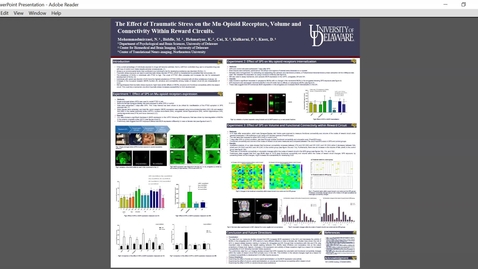 Thumbnail for entry Poster: The Effect of Traumatic Stress on the Mu-Opioid Receptors and Connectivity Within Reward Circuits, Negin Mohammadmirzaei