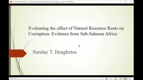 Thumbnail for entry Investigating the Effect of Resource Rents on Corruption: Evidence from Sub-Saharan Africa, Sunday Heagbetus