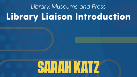 Thumbnail for entry Sarah Katz Introduction