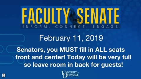 Thumbnail for 2018-2019/videos/Faculty Senate Meeting Feb 11 2019.mp4