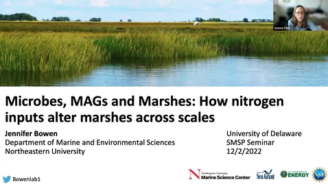 Thumbnail for entry Jennifer Bowen - Microbes, Mags, Marshes SMSP Colloquium 12/2/22
