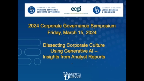 Thumbnail for 2024 Corporate Governance Symposium - Session 3 (Generative AI and Finance), Paper 2 (March 15, 2024)