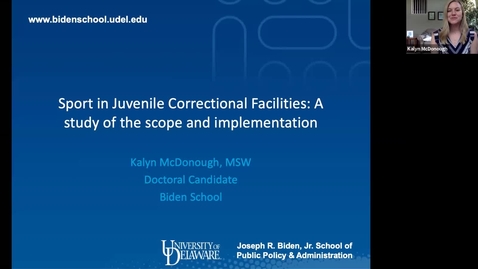 Thumbnail for entry Sport in Juvenile Correctional Facilities: A mixed methods study of the scope and implementation, Kalyn McDonough