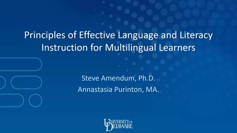 Thumbnail for entry Principles of Effective Language and Literacy Instruction for Multilingual Learners