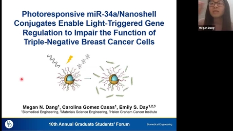 Thumbnail for entry 2C: Photoresponsive miR-34a/Nanoshell Conjugates Enable Light-Triggered Gene Regulation to Impair the Function of Triple-Negative Breast Cancer Cells, Megan Dang