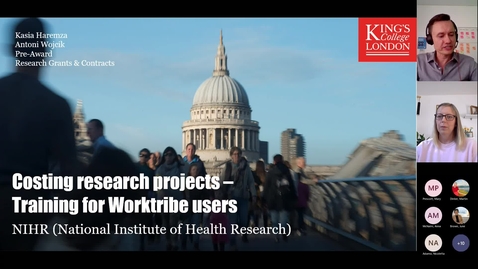 Thumbnail for entry Worktribe Costing research projects (NIHR) – Training for Worktribe users