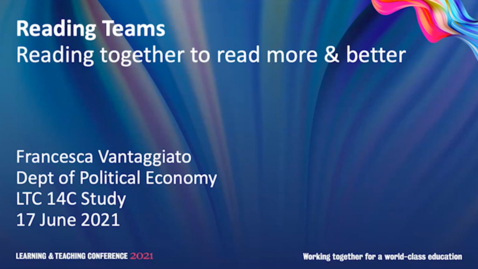 Thumbnail for The Reading Teams: Reading Together to Read More and Better